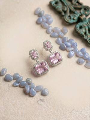 Trendy american diamond crystalpink earrings 1