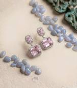 Trendy american diamond crystalpink earrings