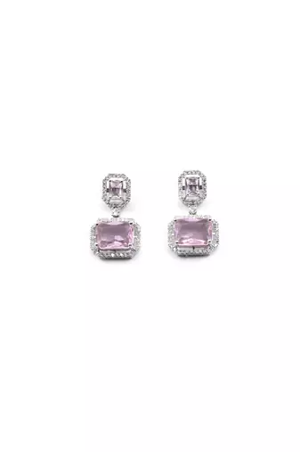 Trendy american diamond crystalpink earrings