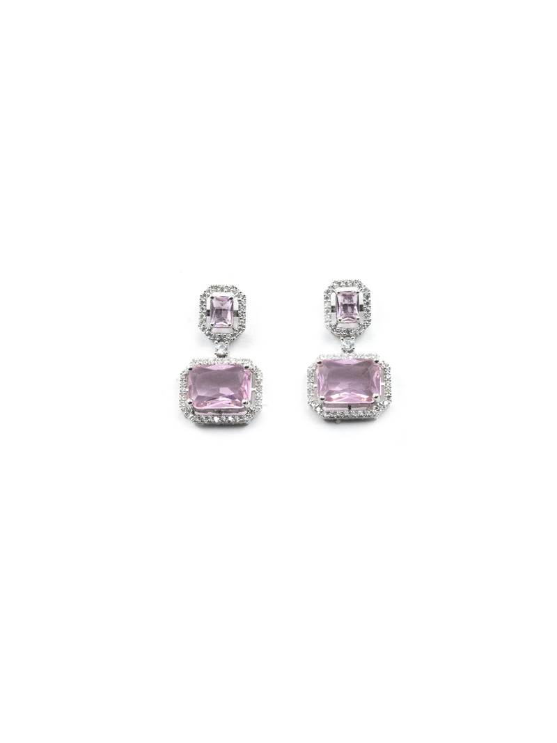 Trendy american diamond crystalpink earrings