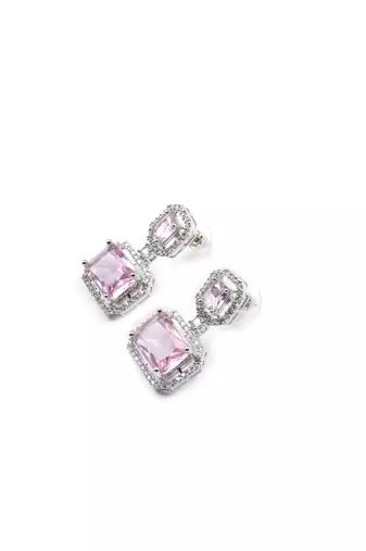 Trendy american diamond crystalpink earrings