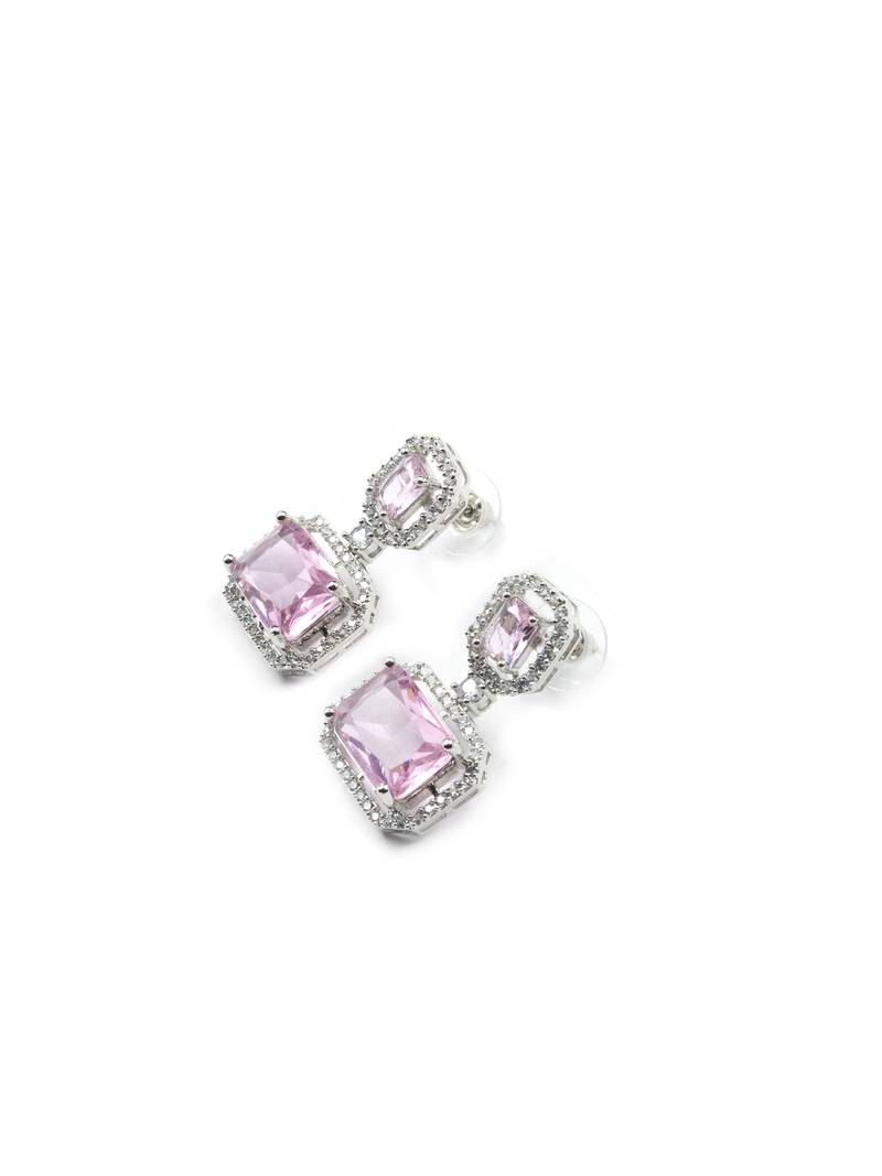 Trendy american diamond crystalpink earrings