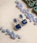 Trendy american diamond blue earrings