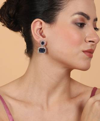 Trendy american diamond blue earrings 2