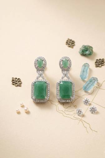 American diamond turquoise earrings for women