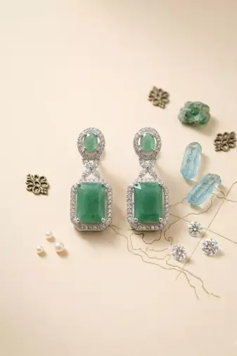 American diamond turquoise earrings for women