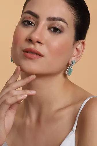 American diamond turquoise earrings for women