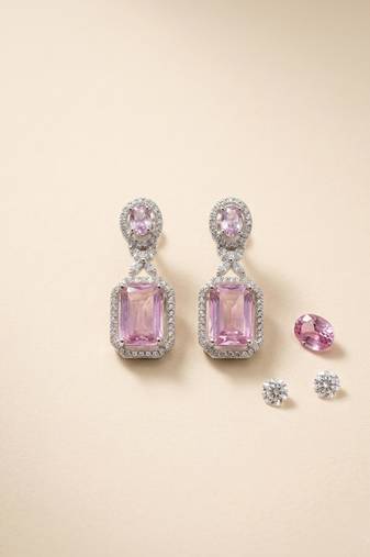 American diamond pastelpink earrings for women