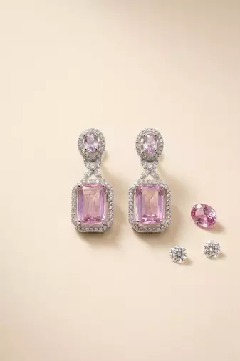 American diamond pastelpink earrings for women