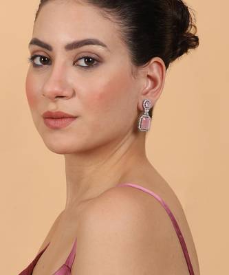 American diamond pastelpink earrings for women 2