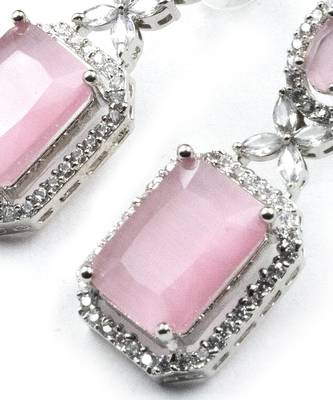 American diamond pastelpink earrings for women 4