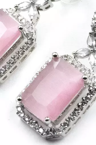 American diamond pastelpink earrings for women