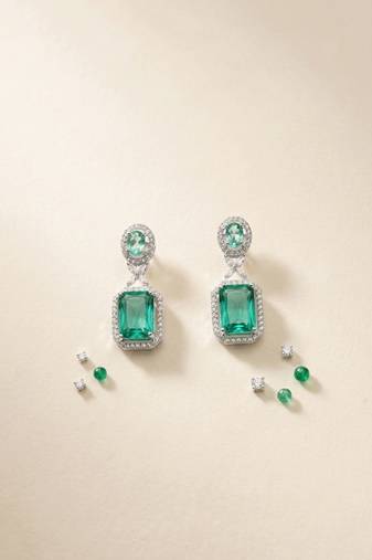 American diamond crystalgreen earrings for women