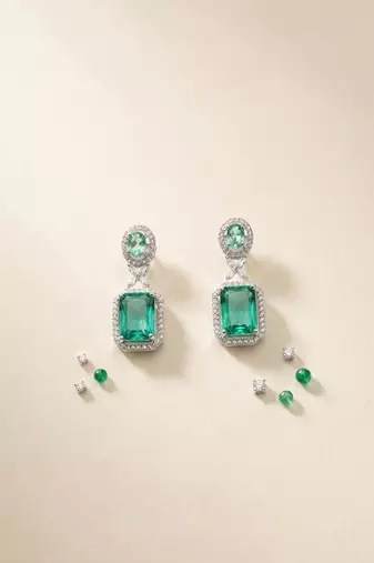 American diamond crystalgreen earrings for women