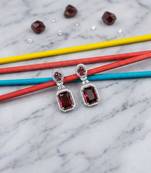American diamond red earrings for women