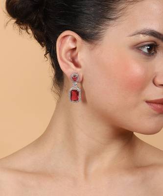 American diamond red earrings for women 2