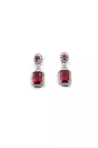 American diamond red earrings for women