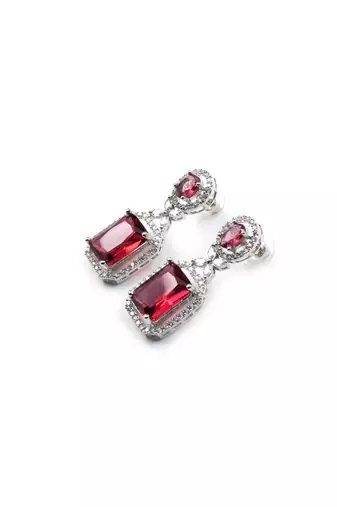 American diamond red earrings for women