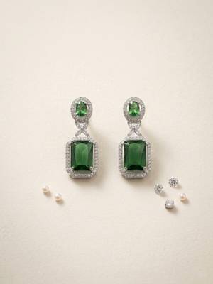 American diamond green earrings for women 1
