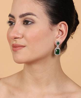 American diamond green earrings for women 2