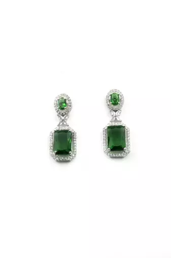 American diamond green earrings for women