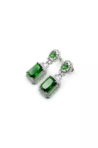 American diamond green earrings for women