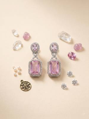 American diamond crystalpink earrings for women 1