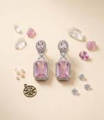 American diamond crystalpink earrings for women