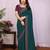 Teal green vichitra silk embroidery work saree with contrast blouse piece