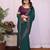 Teal green vichitra silk embroidery work saree with contrast blouse piece