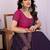 Purple vichitra silk embroidery work saree with contrast blouse piece