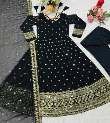 Black Embroidered Faux Georgette SUIT SET  6