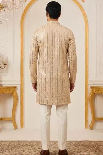 Men's stylish georgette sequins embroidery kurta 