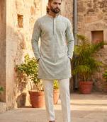 Men's stylish georgette sequins embroidery kurta 