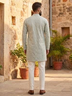 Men's stylish georgette sequins embroidery kurta  2