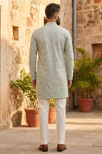 Men's stylish georgette sequins embroidery kurta 
