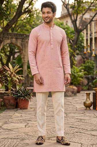 Men's stylish georgette sequins embroidery kurta 