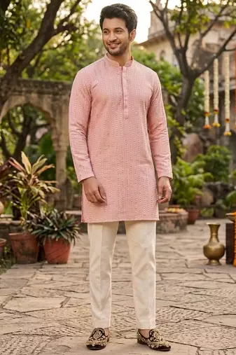 Men's stylish georgette sequins embroidery kurta 