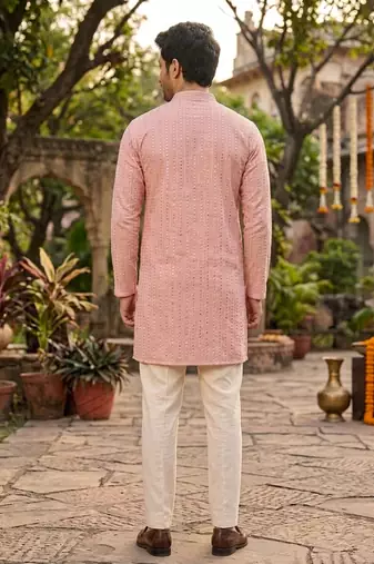 Men's stylish georgette sequins embroidery kurta 
