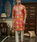 Men's mirror work rayon cotton kurta 