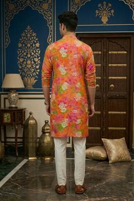 Men's mirror work rayon cotton kurta  2