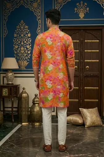 Men's mirror work rayon cotton kurta 