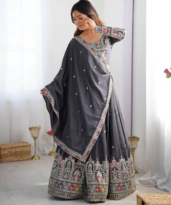 Black Premium Cotton Discharge Print Anarkali Suit Set with Adda Handwork 4