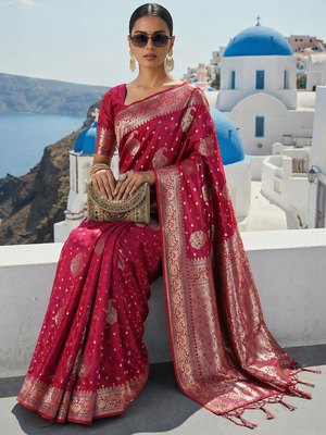 Purple Banarasi Silk Saree with Rich Zari Work Saree with blouse  1