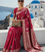 Purple Banarasi Silk Saree with Rich Zari Work Saree with blouse 