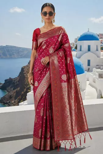 Purple Banarasi Silk Saree with Rich Zari Work Saree with blouse 
