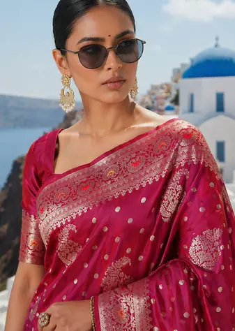 Purple Banarasi Silk Saree with Rich Zari Work Saree with blouse 