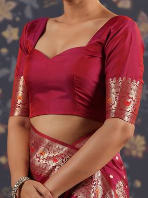 Purple Banarasi Silk Saree with Rich Zari Work Saree with blouse  6