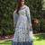 White and Blue Faux Georgette Embroidered Gown Set with Organza Silk Dupatta