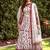 White and Maroon Faux Georgette Embroidered Gown Set with Organza Silk Dupatta